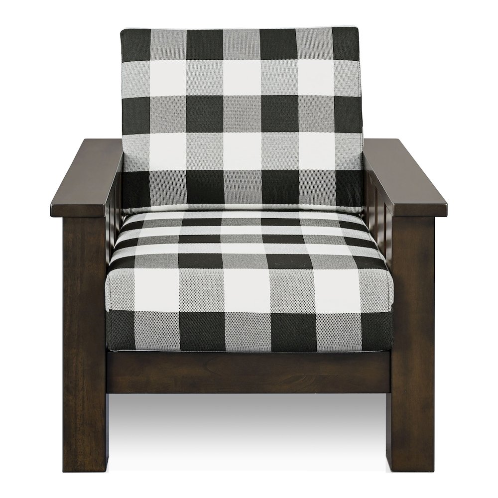 Gavik Modern Solid Wood Frame Upholstery Arm Chair, Dark Walnut. Picture 2