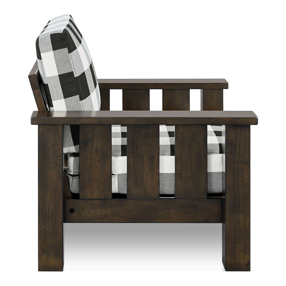 Gavik Modern Solid Wood Frame Upholstery Arm Chair, Dark Walnut. Picture 3