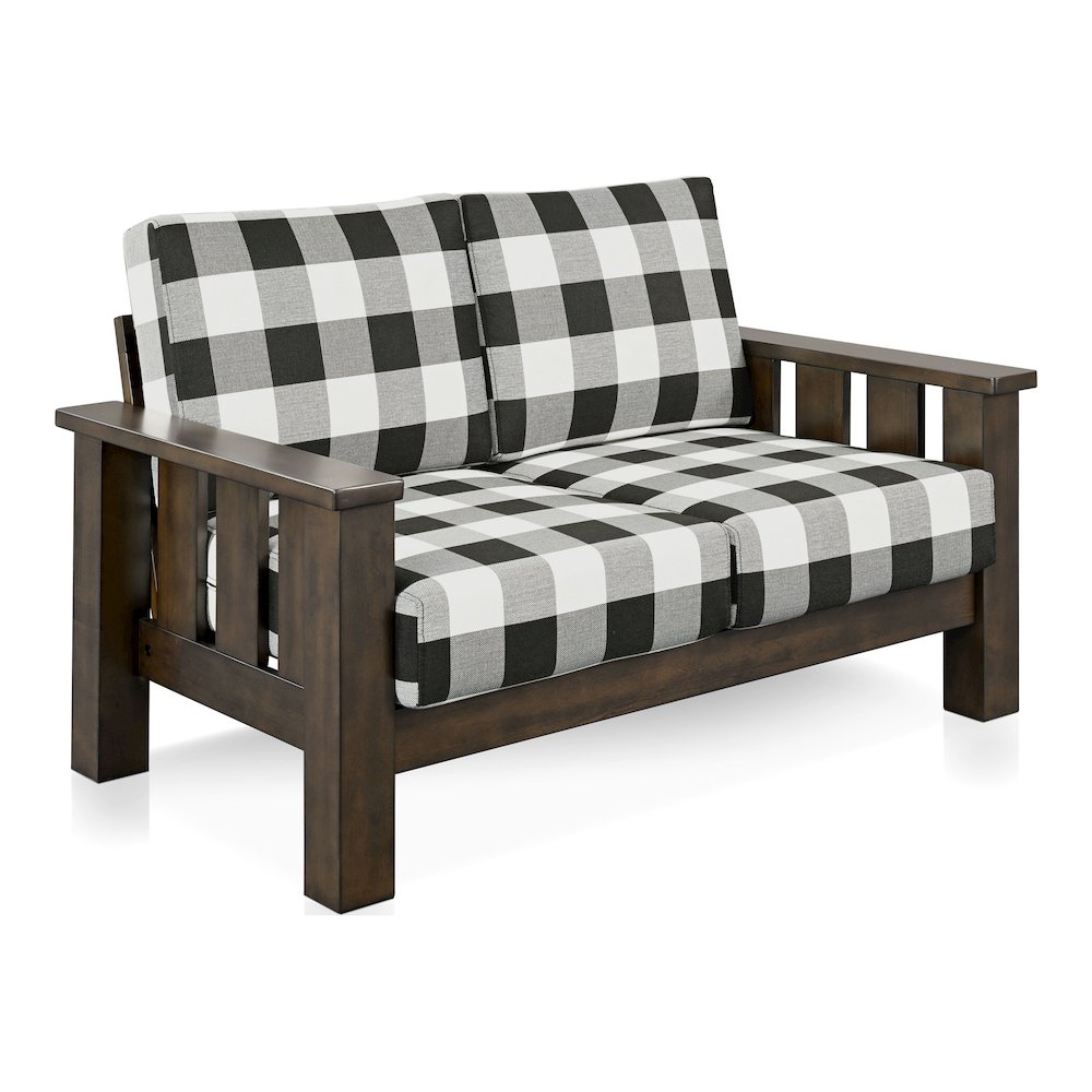 Gavik Modern Solid Wood Frame Upholstery Loveseat, Dark Walnut. Picture 5