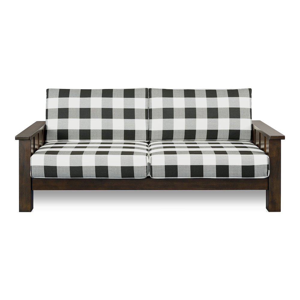 Gavik Modern Solid Wood Frame Upholstery Sofa, Dark Walnut. Picture 2