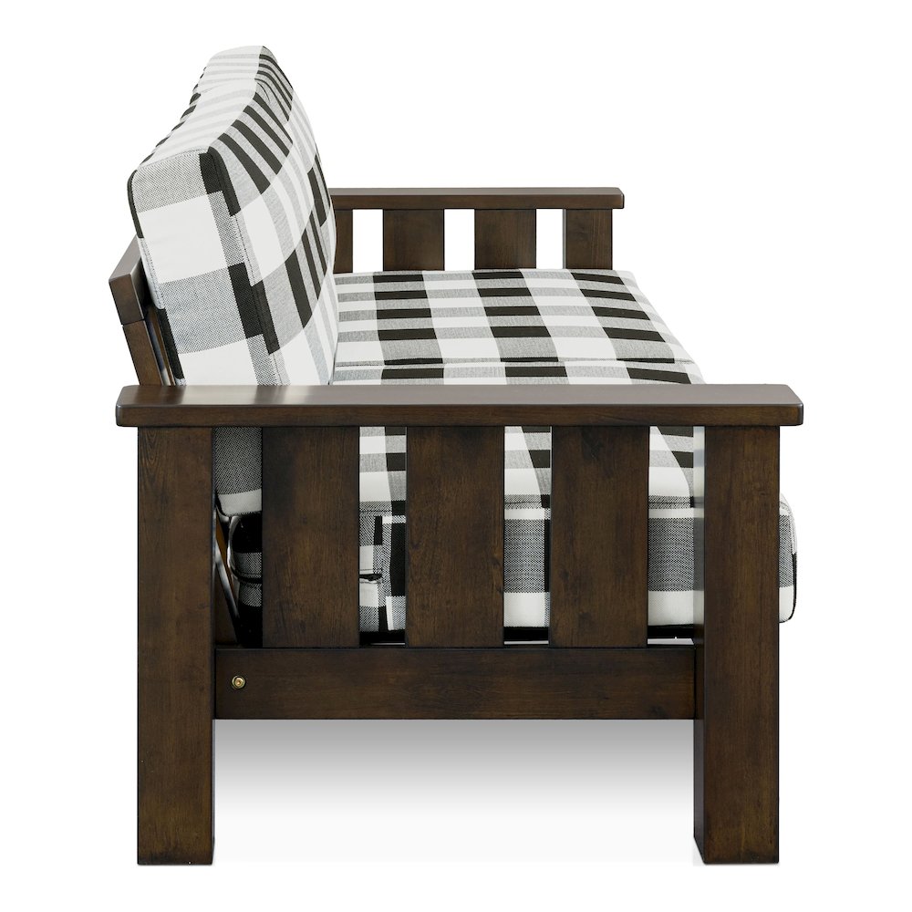 Gavik Modern Solid Wood Frame Upholstery Sofa, Dark Walnut. Picture 3