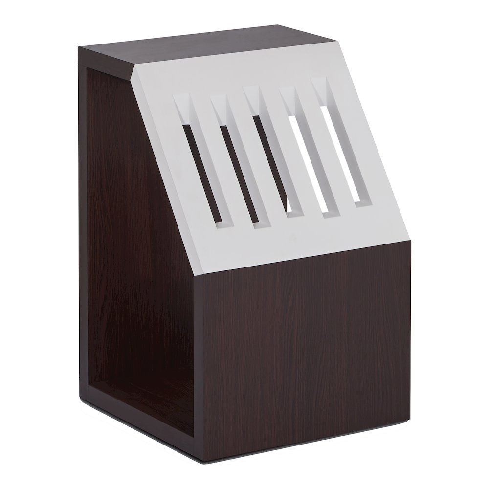 Urich Slatted Wood 1-Shelf End Table in Walnut and White. Picture 1