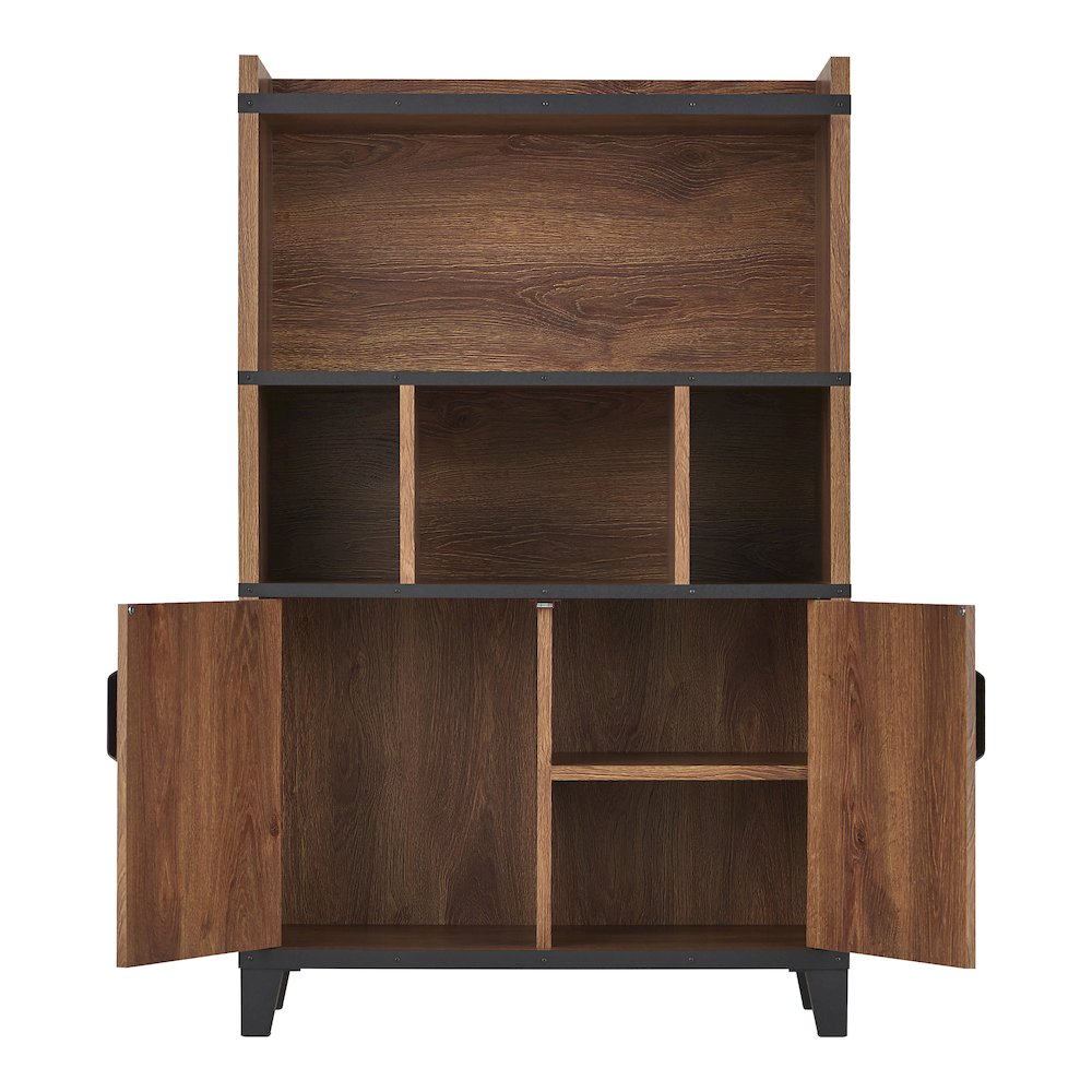 Rhen Farmhouse Wood 8-Shelf Buffet in Distressed Walnut. Picture 3