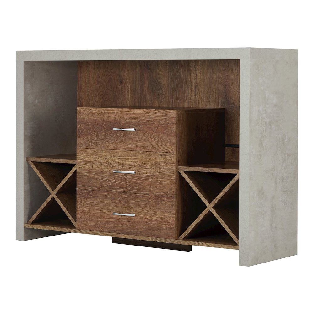 Dixen Wood Multi-Storage Buffet Server in Distressed Walnut. Picture 1