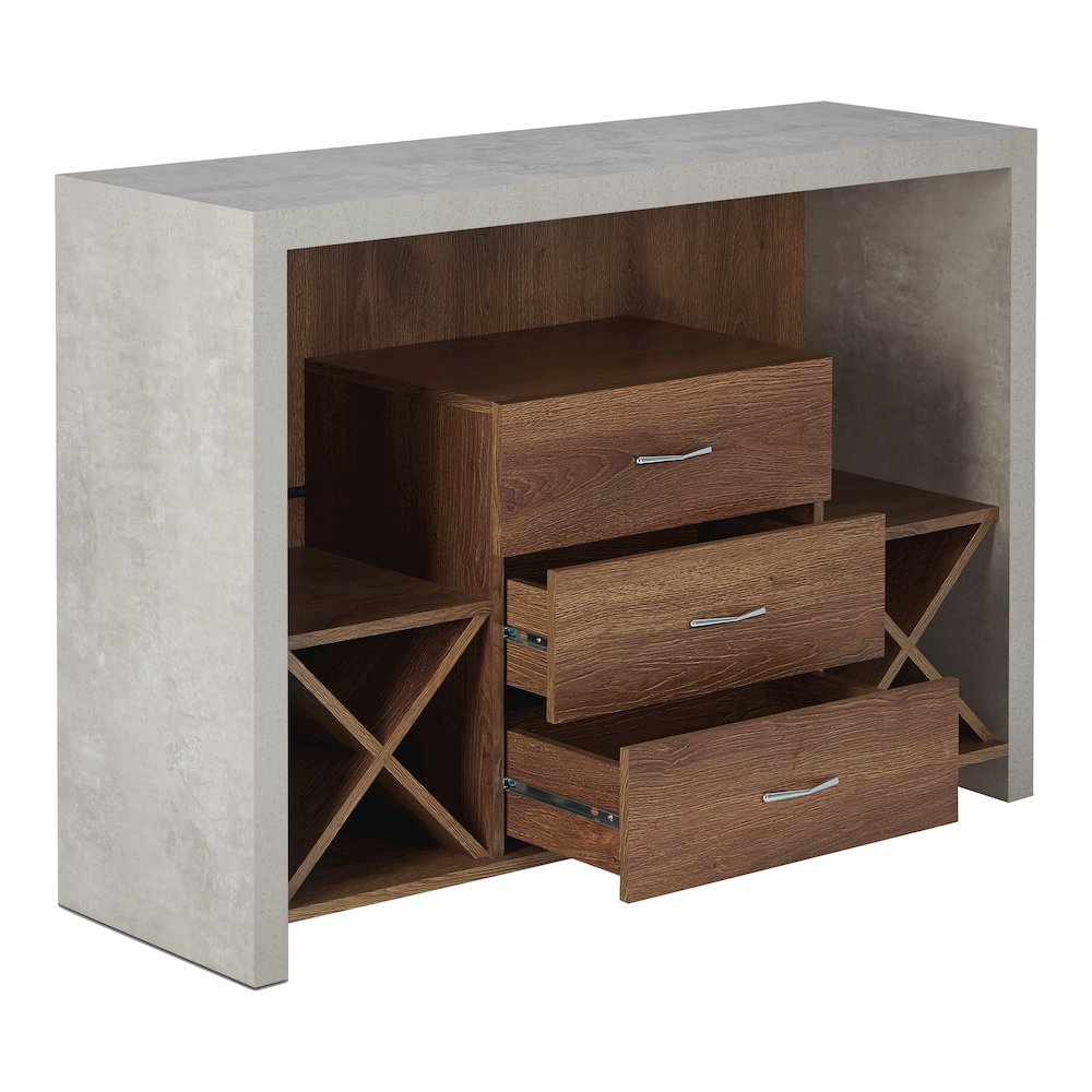 Dixen Wood Multi-Storage Buffet Server in Distressed Walnut. Picture 3