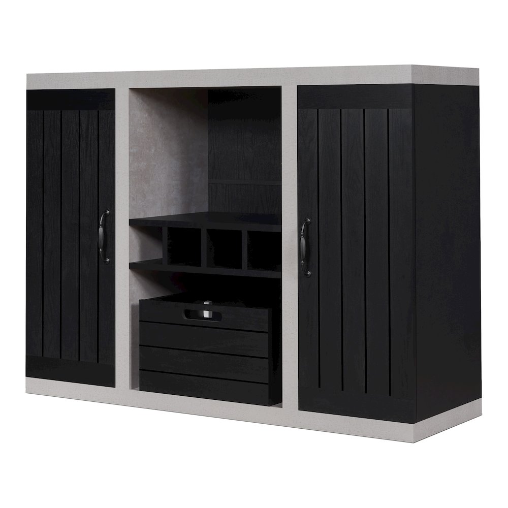 Vando Industrial Wood Multi-Storage Buffet in Black. Picture 1