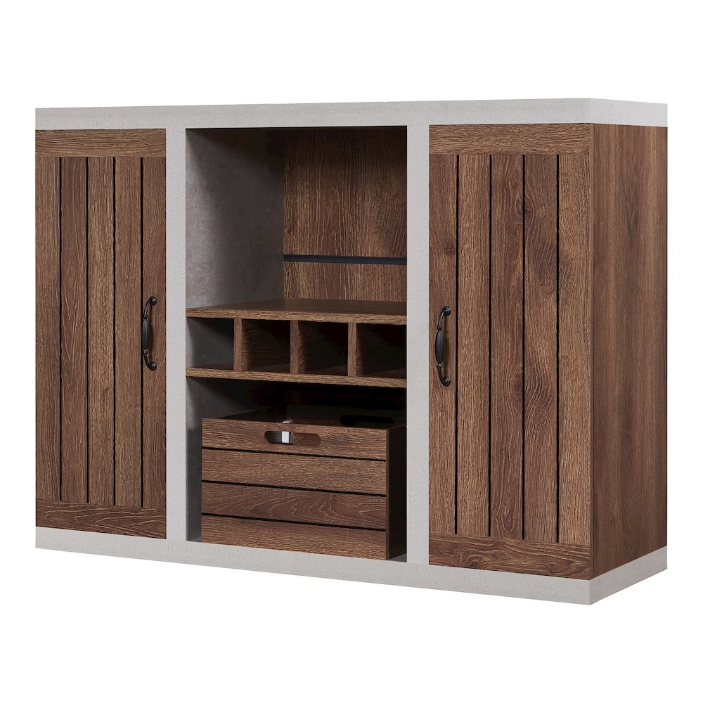Vando Industrial Wood Multi-Storage Buffet in Walnut. Picture 1