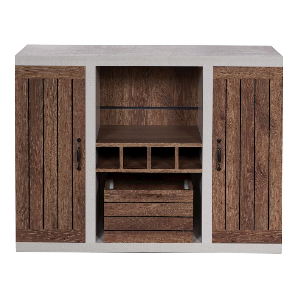 Vando Industrial Wood Multi-Storage Buffet in Walnut. Picture 2