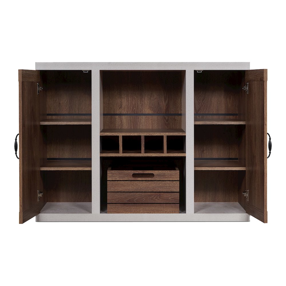 Vando Industrial Wood Multi-Storage Buffet in Walnut. Picture 3