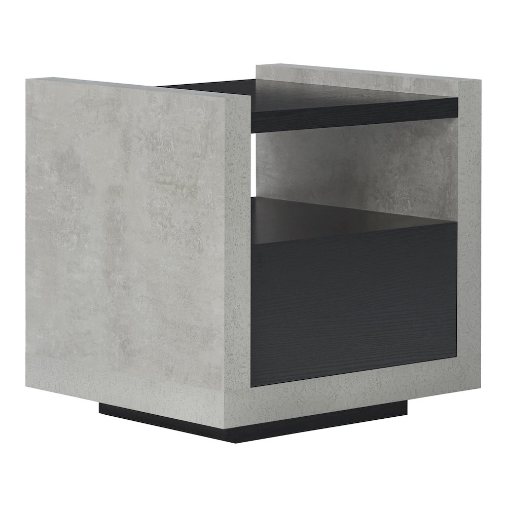 Gare Industrial Wood Storage End Table in Black. Picture 2