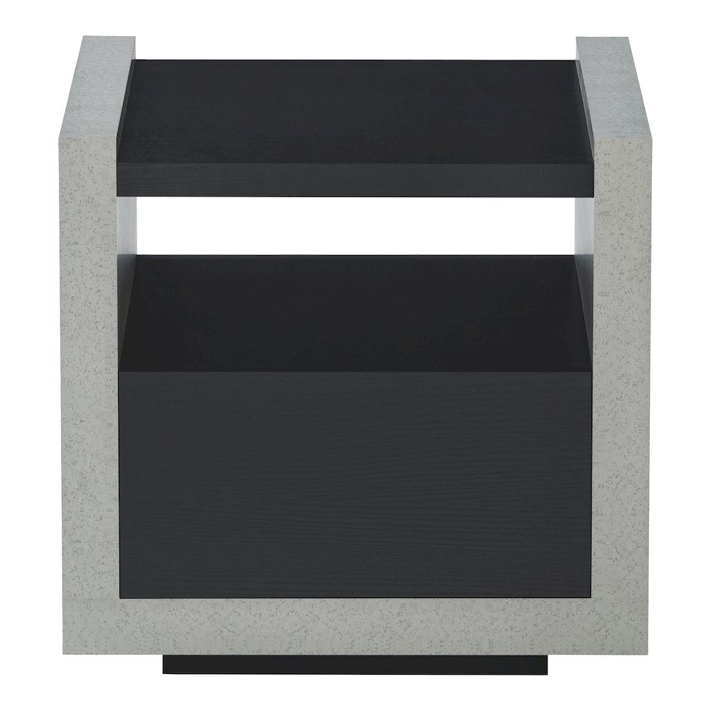 Gare Industrial Wood Storage End Table in Black. Picture 3