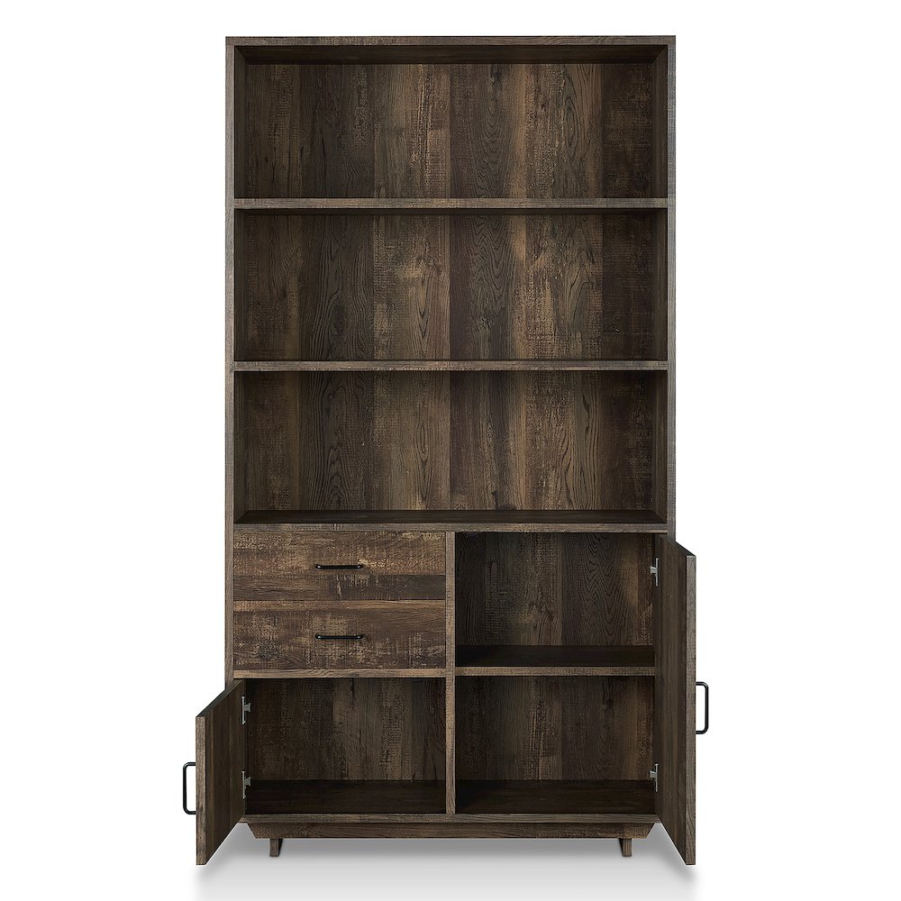 Berto Farmhouse Wood 3-Shelf Bookcase in Reclaimed Oak. Picture 4