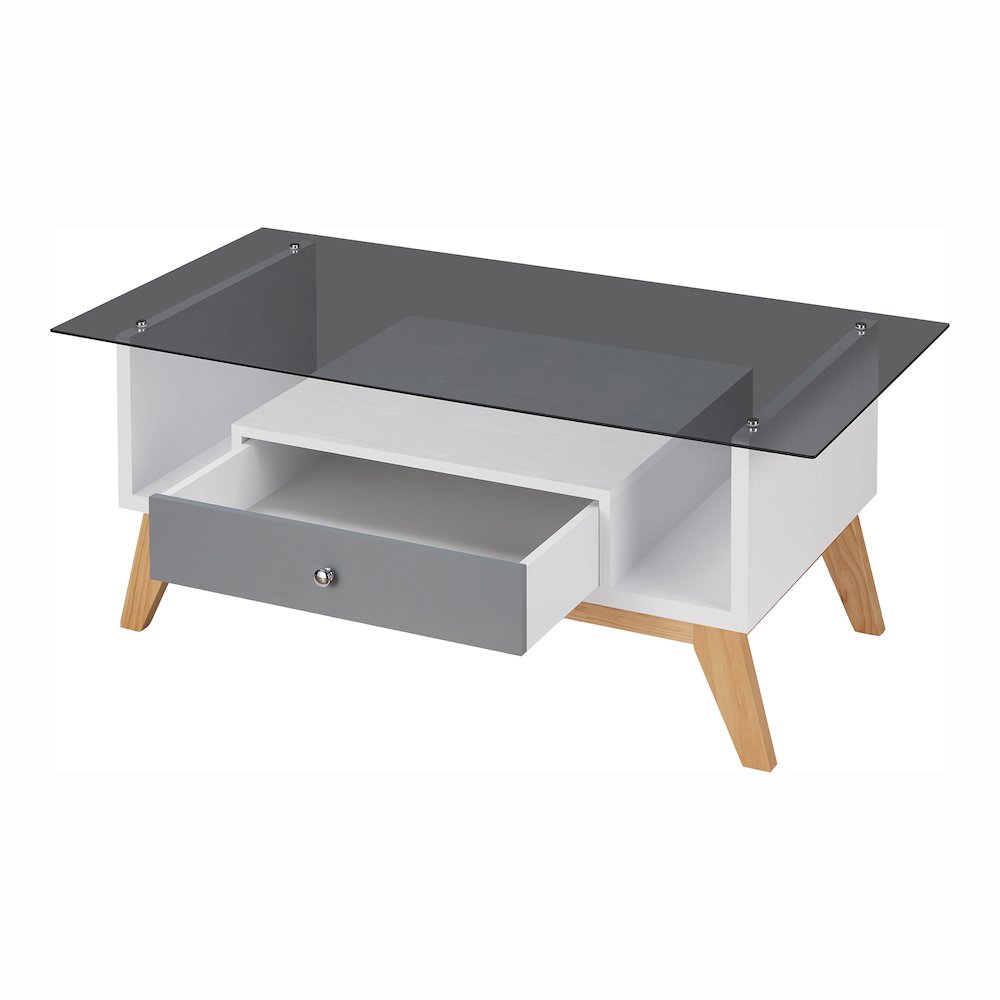 Lana Mid-Century Glass Top Coffee Table. Picture 3