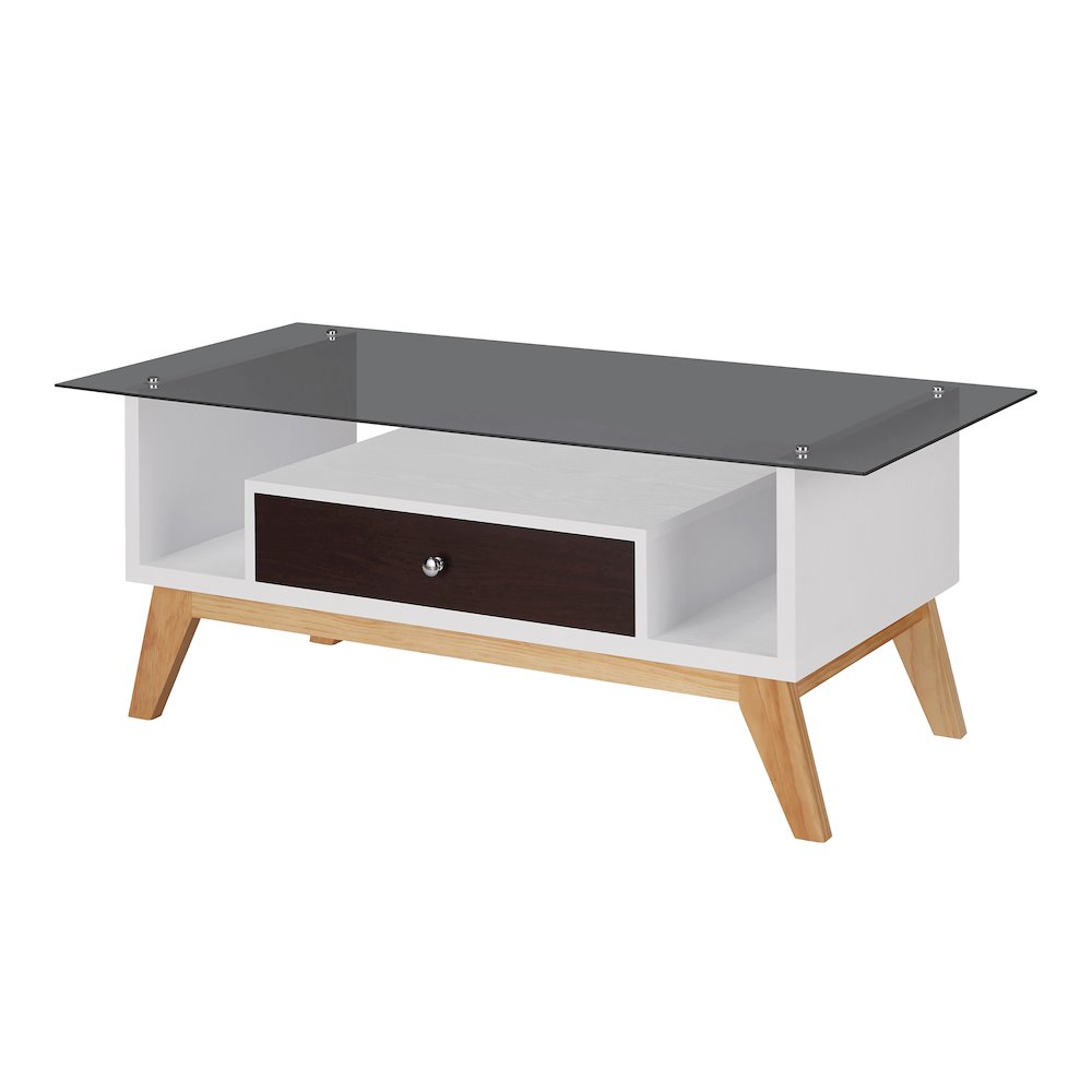 Lana Mid-Century Glass Top Coffee Table. Picture 1