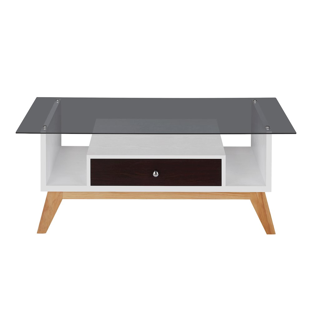 Lana Mid-Century Glass Top Coffee Table. Picture 2