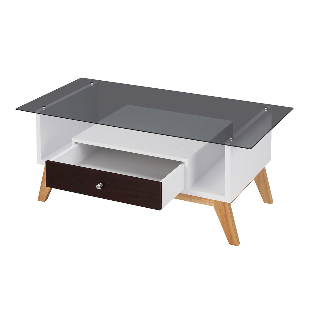 Lana Mid-Century Glass Top Coffee Table. Picture 3
