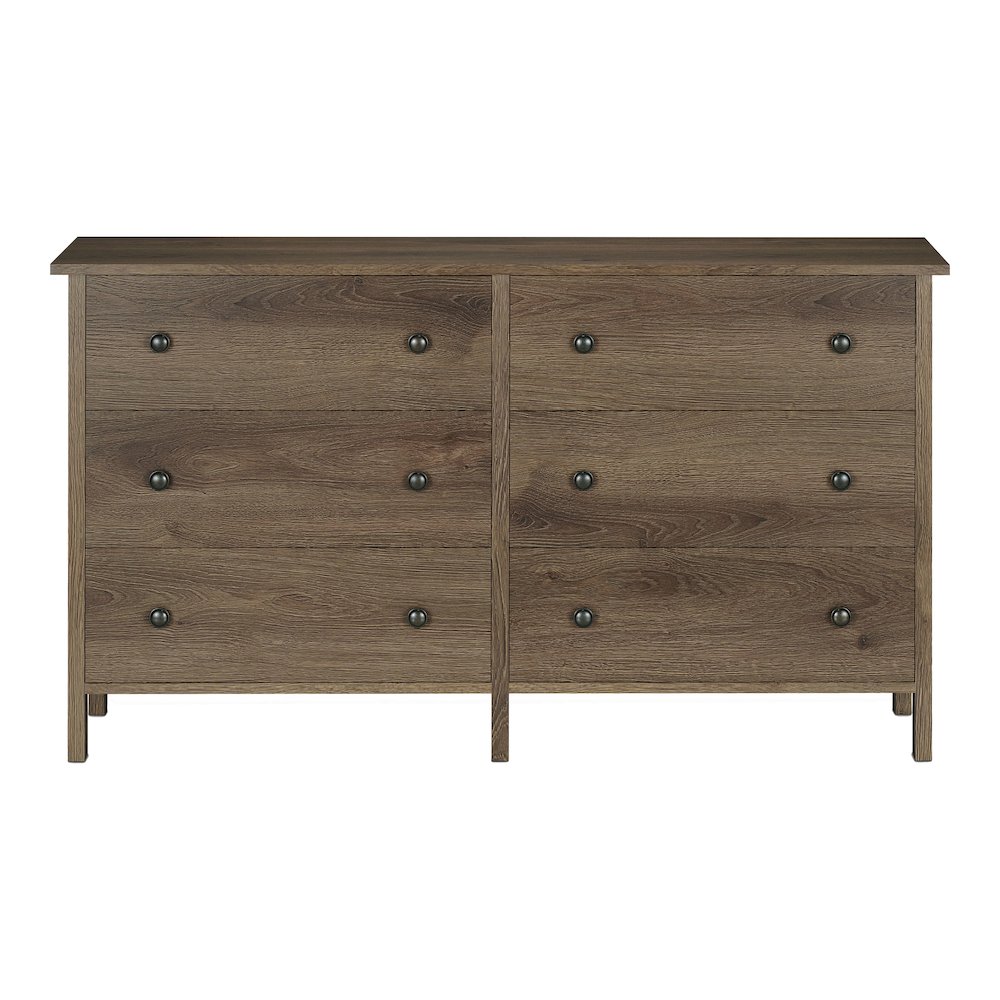 Reyes Rustic Wood 6-Drawer Dresser in Distressed Walnut. Picture 2