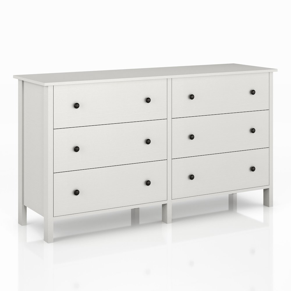 Reyes Rustic Wood 6-Drawer Dresser in White. Picture 1