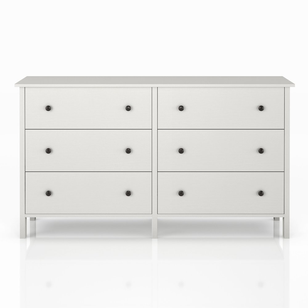Reyes Rustic Wood 6-Drawer Dresser in White. Picture 2