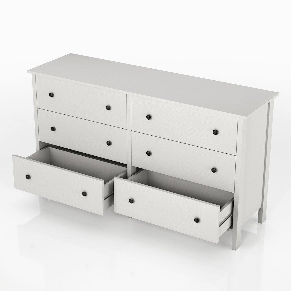 Reyes Rustic Wood 6-Drawer Dresser in White. Picture 3