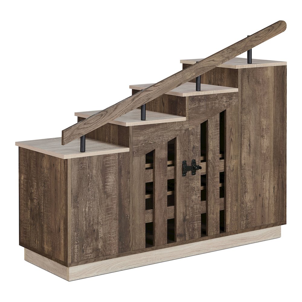 Barstead Wood Staircase Shoe Cabinet in Reclaimed Oak. Picture 1
