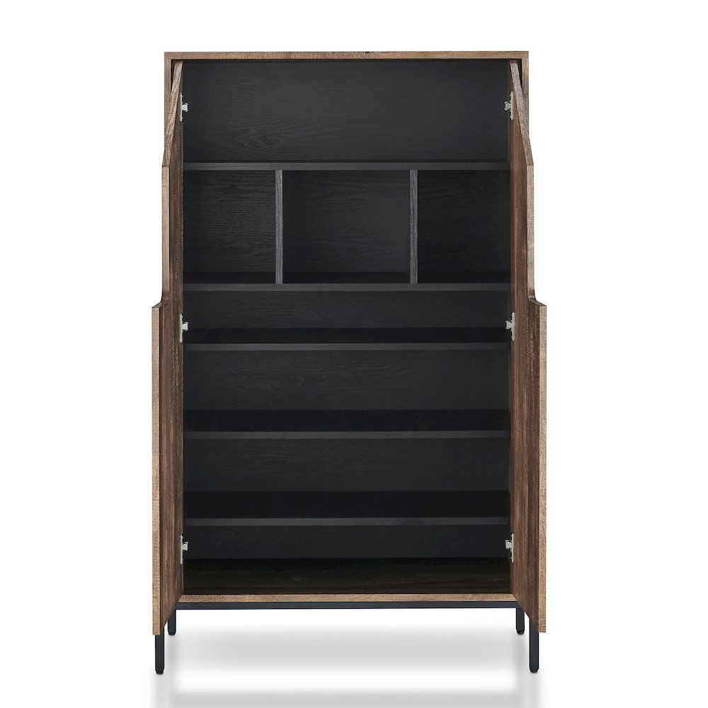 McCarron Rustic Wood 8-Shelf Shoe Cabinet in Reclaimed Oak. Picture 3