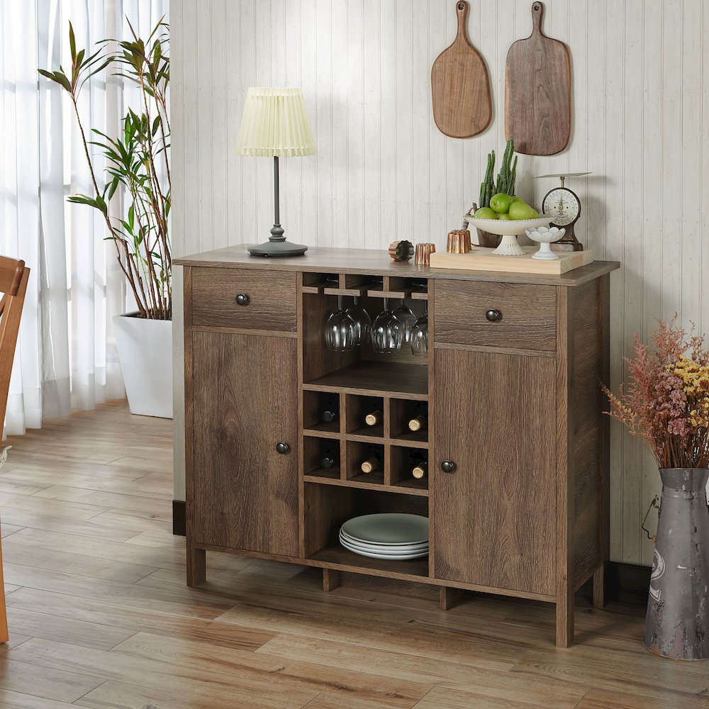 Bonsall Wood Multi-Storage Buffet in Distressed Walnut. Picture 4