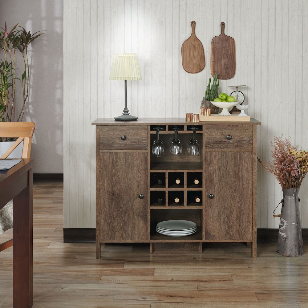 Bonsall Wood Multi-Storage Buffet in Distressed Walnut. Picture 5