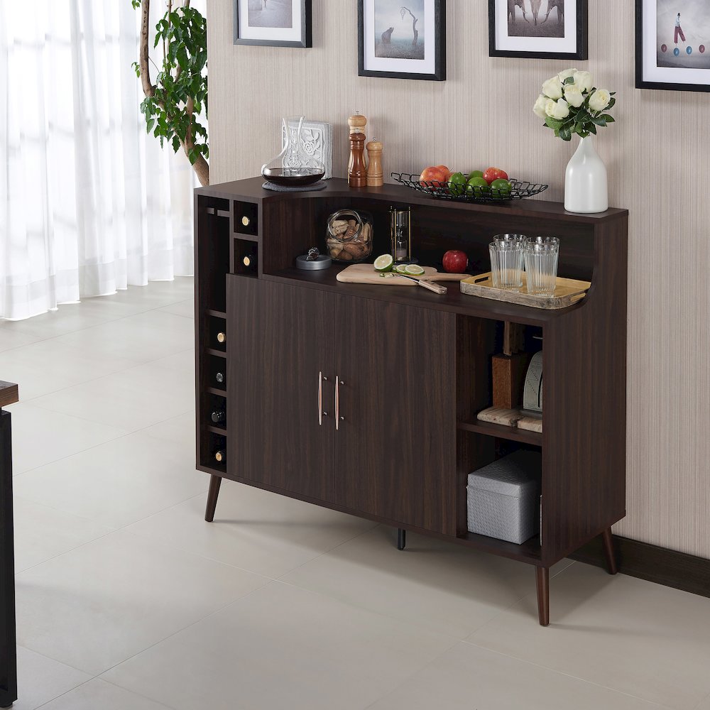 Reid Modern Wood Multi-Storage Buffet in Wenge Brown. Picture 5