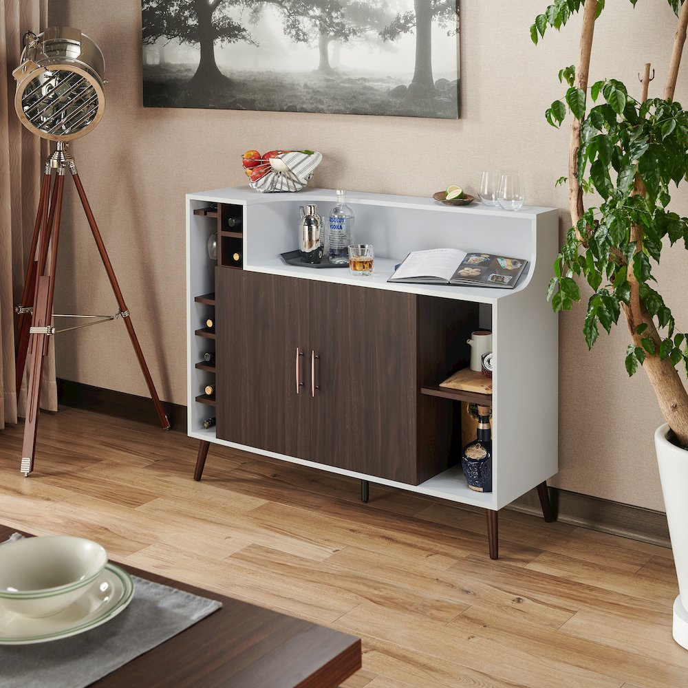 Reid Modern Wood Multi-Storage Buffet in White. Picture 4