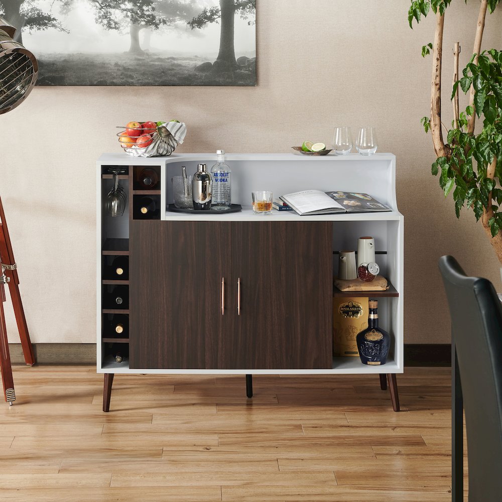 Reid Modern Wood Multi-Storage Buffet in White. Picture 5