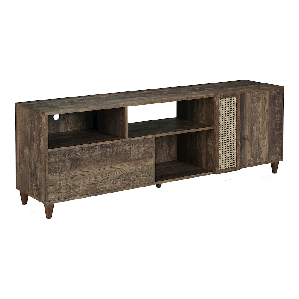Estel Rustic Wood Storage 70-Inch TV Stand in Reclaimed Oak. Picture 1