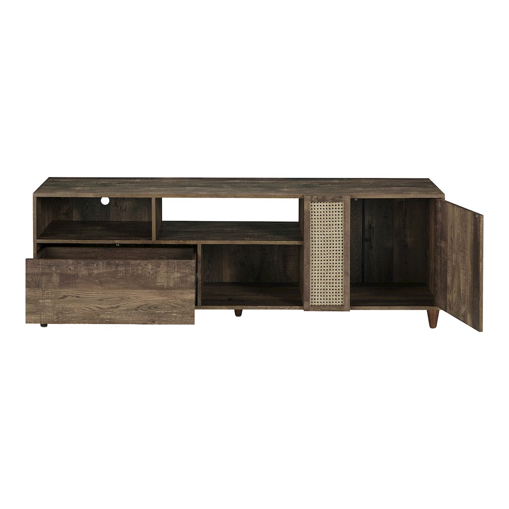 Estel Rustic Wood Storage 70-Inch TV Stand in Reclaimed Oak. Picture 2