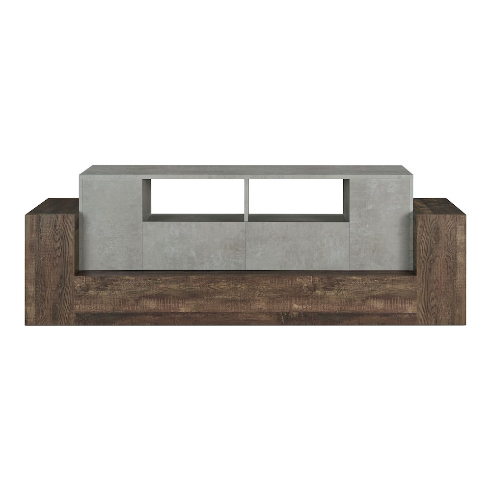 Abdi Wood Multi-Storage TV Stand in Oak and Concrete Gray. Picture 2