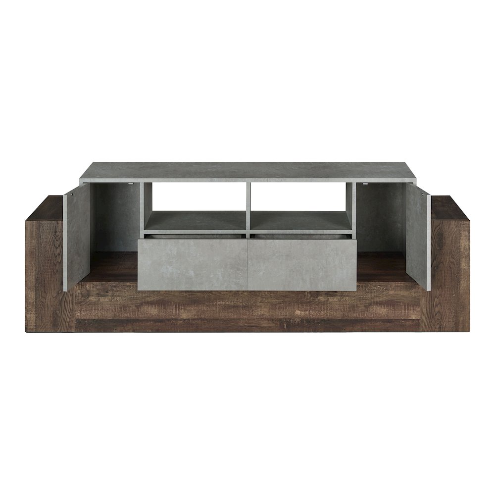 Abdi Wood Multi-Storage TV Stand in Oak and Concrete Gray. Picture 3