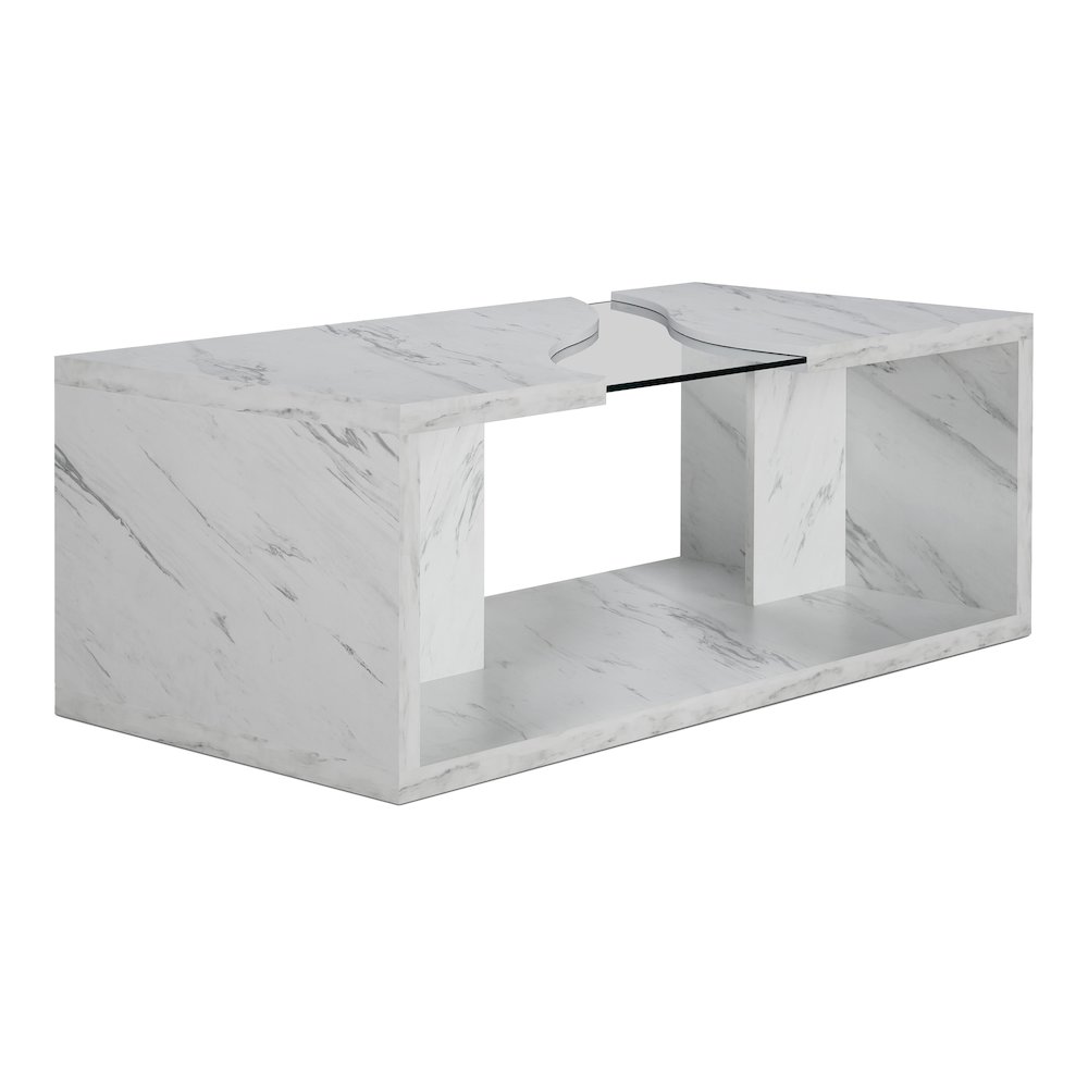 Lenu Contemporary Wood Storage Coffee Table in White. Picture 1