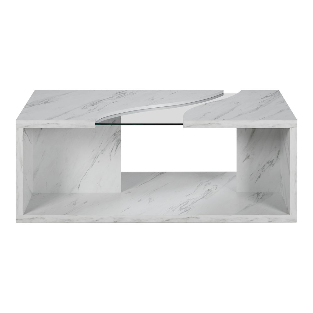 Lenu Contemporary Wood Storage Coffee Table in White. Picture 3