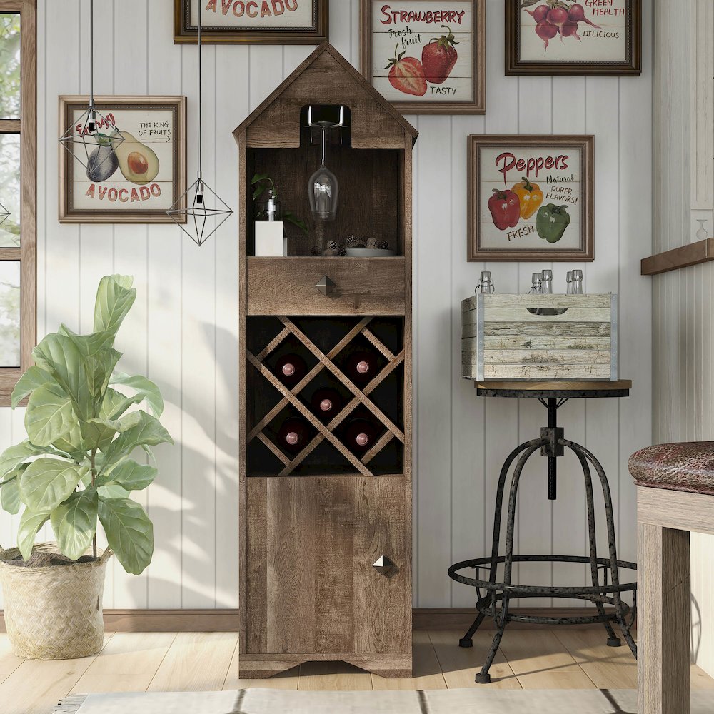 Cruz Rustic Wood 5-Bottle Wine Rack in Reclaimed Oak. Picture 5