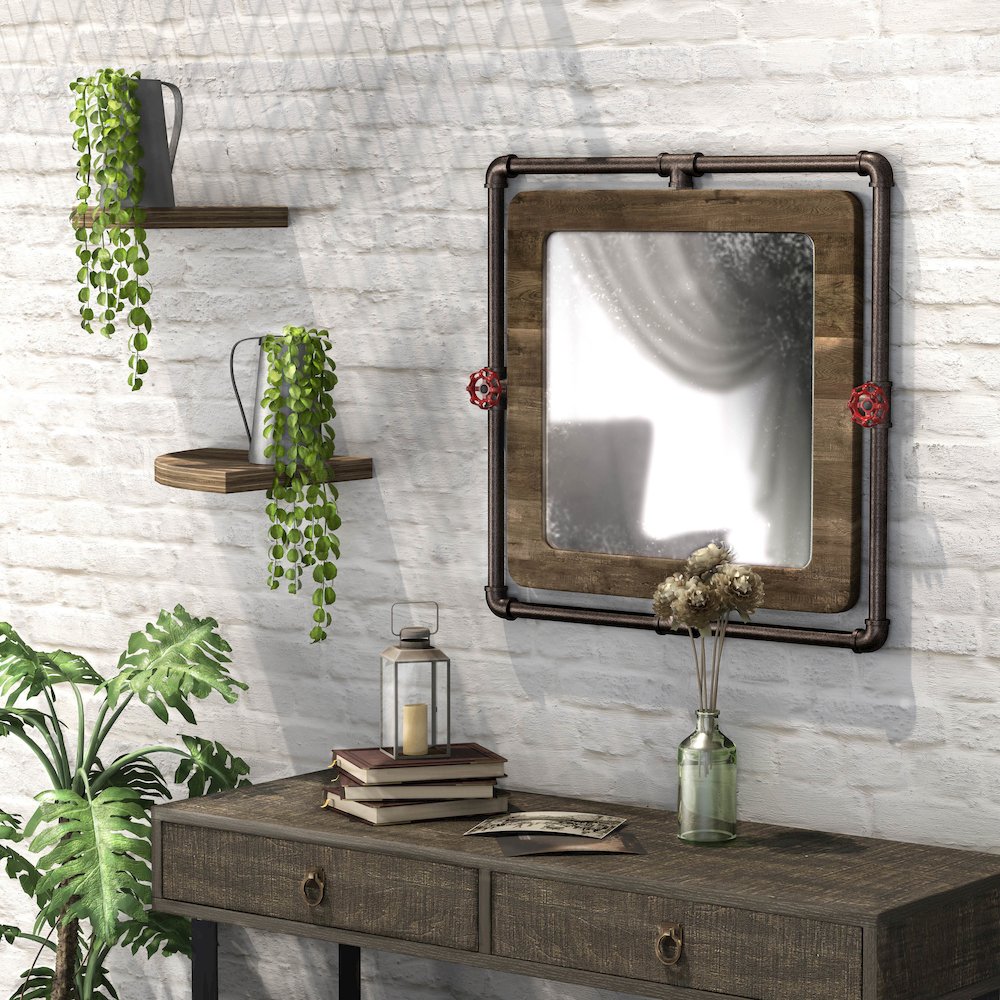 Harimon Rectangle Wood Wall Mirror. Picture 4