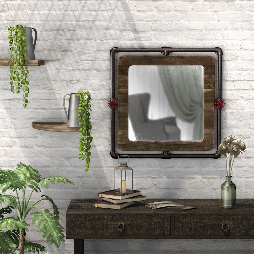 Harimon Rectangle Wood Wall Mirror. Picture 5