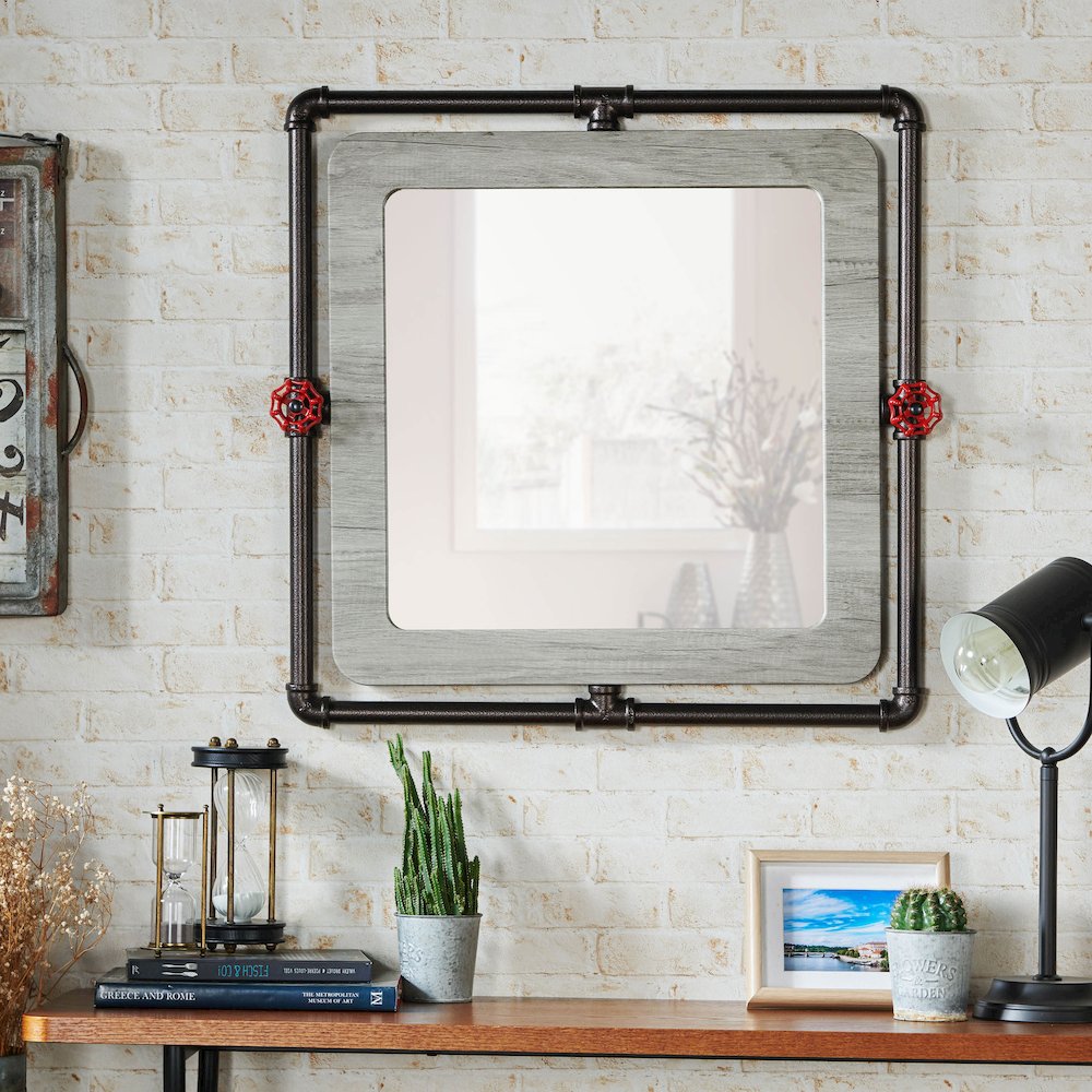 Harimon Rectangle Wood Wall Mirror. Picture 5
