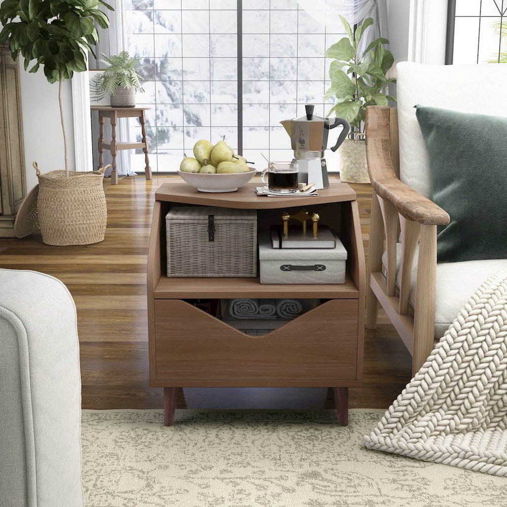 Barr 1-Drawer and 1-Shelf Wood Teen Nightstand. Picture 5