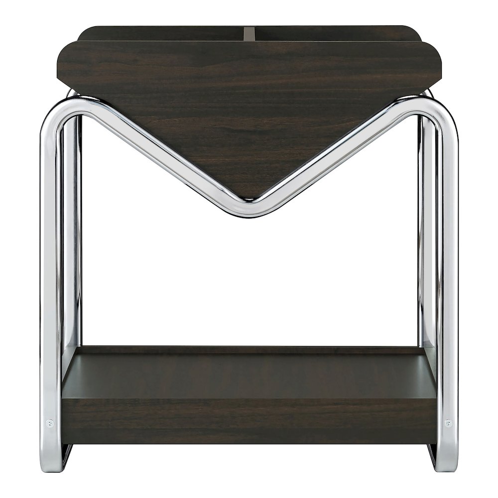 Ovan Open Design Metal and Wood 1-Shelf End Table. Picture 2