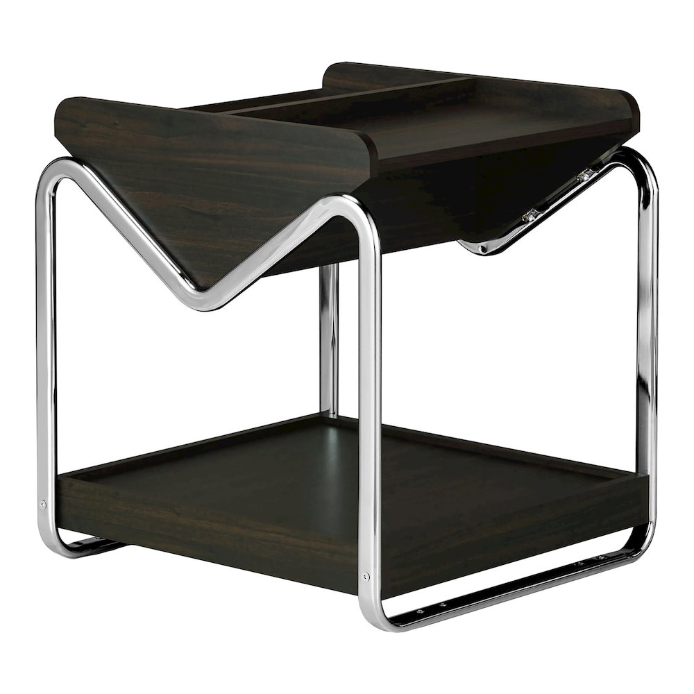 Ovan Open Design Metal and Wood 1-Shelf End Table. Picture 3