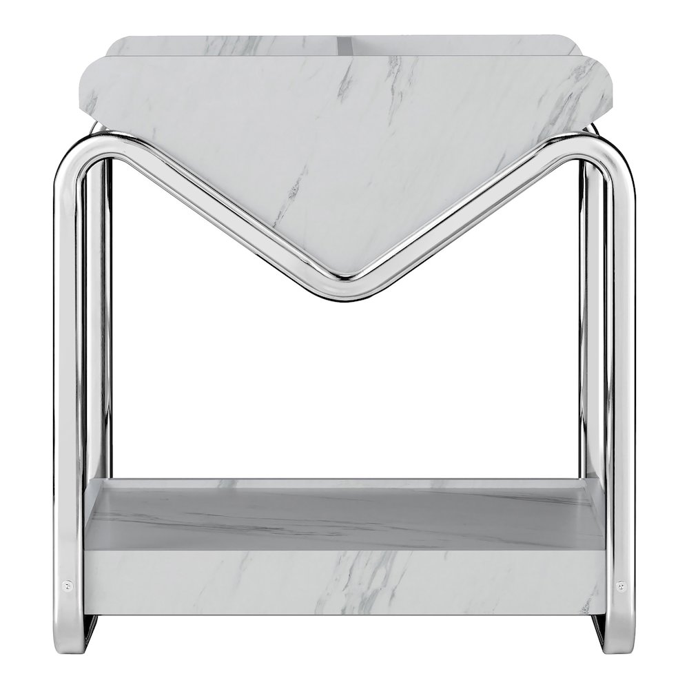 Ovan Open Design Metal and Marble 1-Shelf End Table. Picture 2