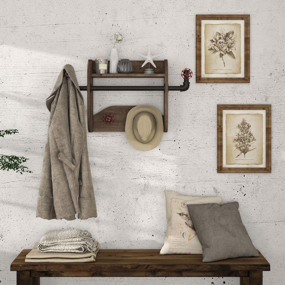 Mack Wood Decorative Wall Rack with 4-Hook. Picture 5