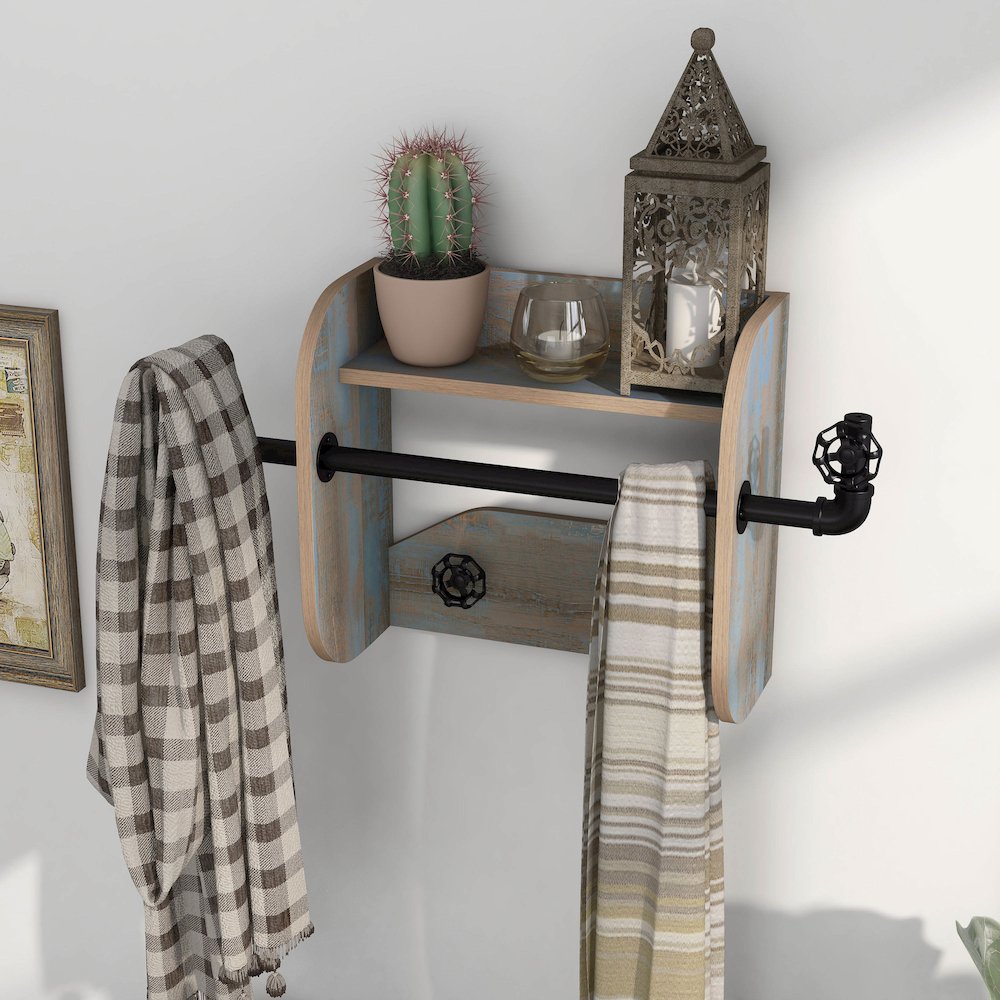 Mack Wood Decorative Wall Rack with 4-Hook. Picture 5