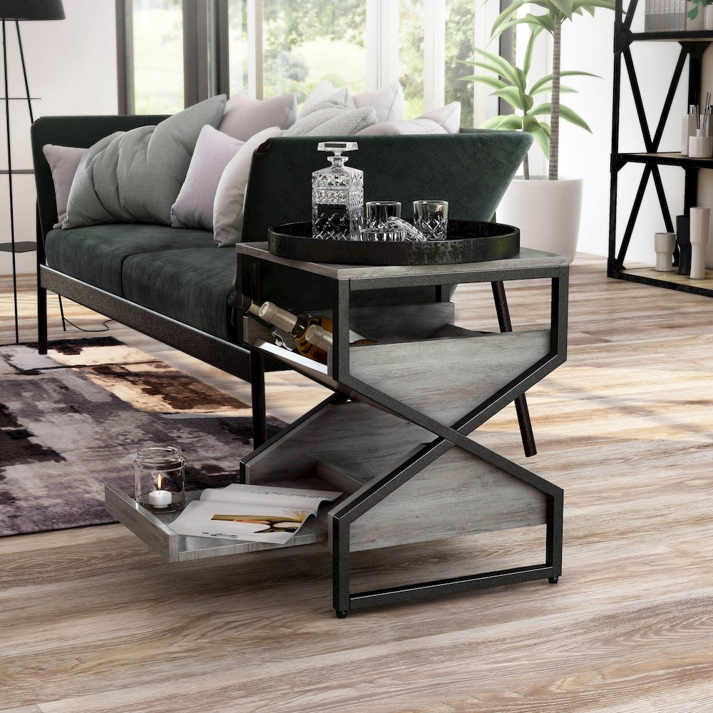 Fille Modern Wood 2-Shelf End Table. Picture 5