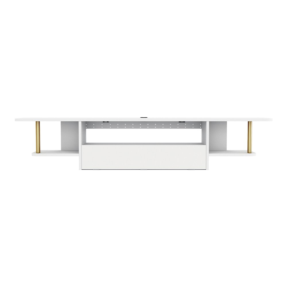 Haft Wood 63" Length Floating TV Console in White. Picture 2