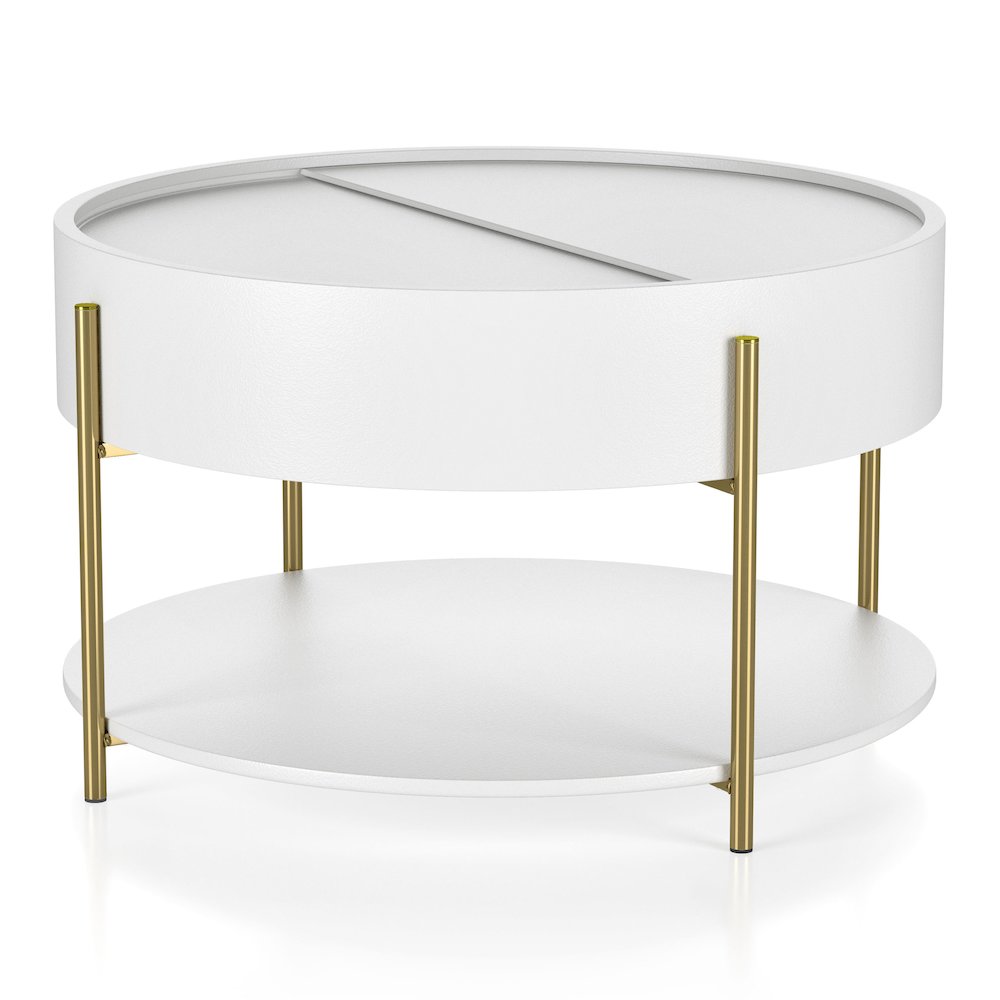 Haft Wood Coffee Table with Hidden Storage in White. Picture 1